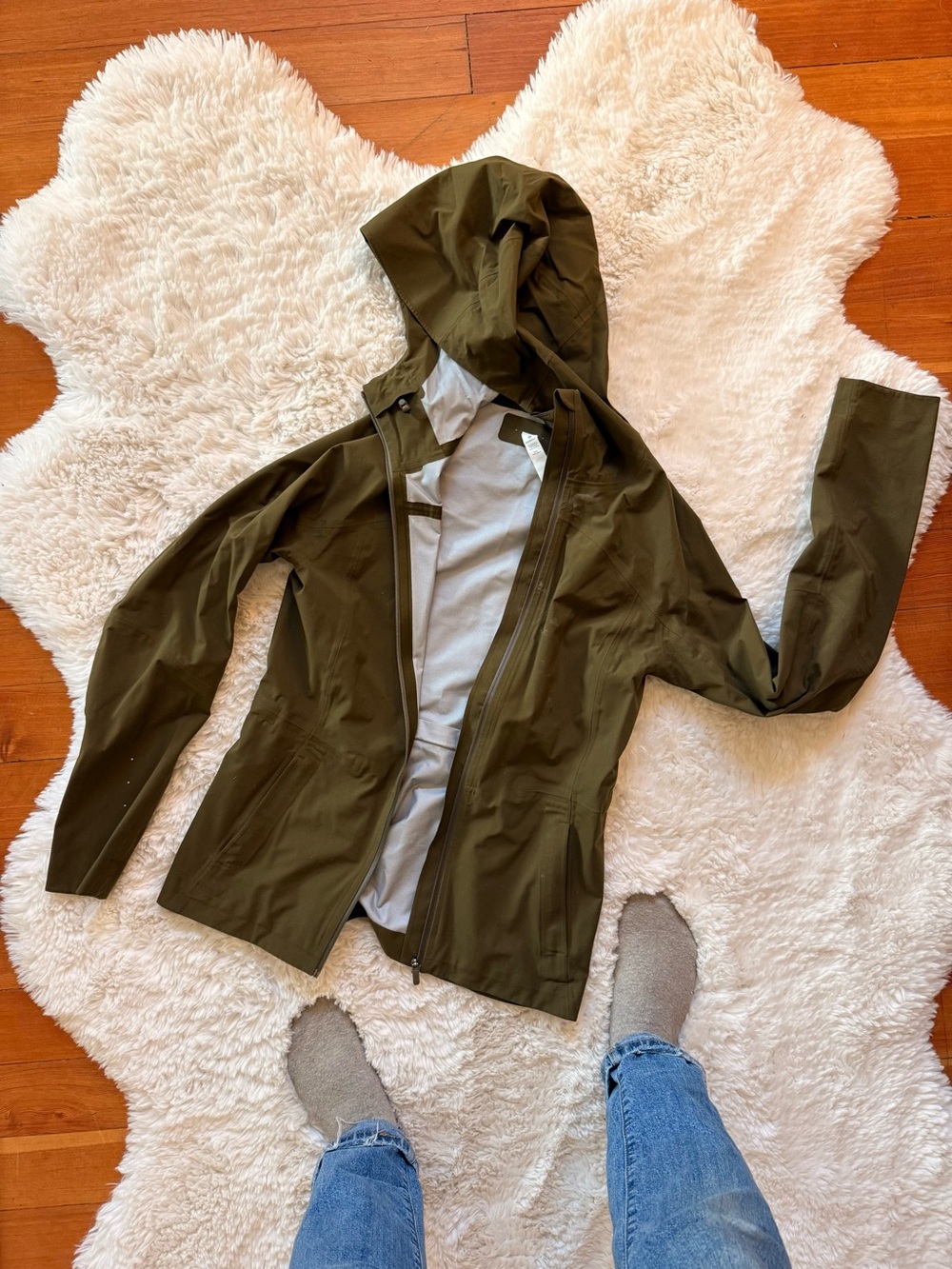 lululemon athletica Olive Green Hooded Utility Rain Jacket